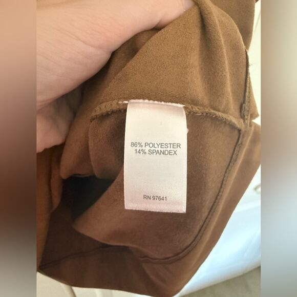 J. Jill Camel Brown Faux Suede Short Sleeve Top Blouse Size Small - Picture 4 of 8